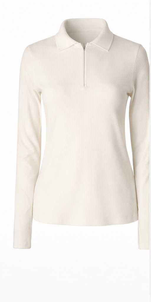 Bluzka damska Cream CRRibba Polo Snow White długi rękaw rozmiar M - obrazek 2