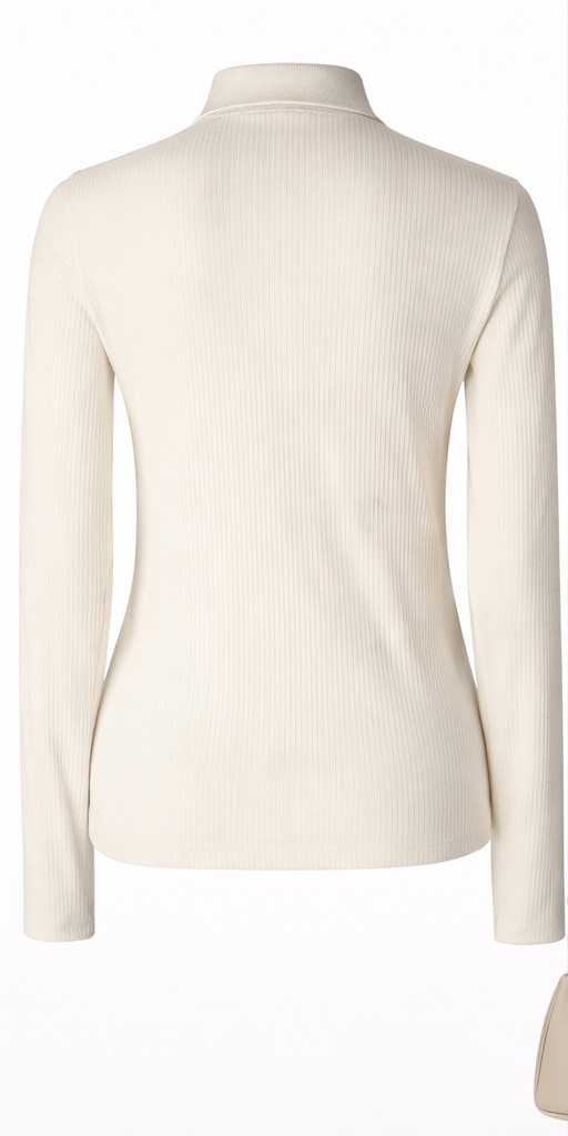 Bluzka damska Cream CRRibba Polo Snow White długi rękaw rozmiar M - obrazek 3