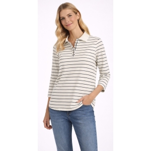 Koszulka damska Cream CRRivera Polo Whisper Navy Stripe bawełna rozmiar M