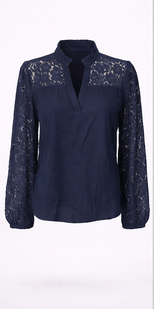 Bluzka koronkowa Cream CRLiselin Lace Blouse granatowa 80% wiskoza r. 38 - obrazek 2