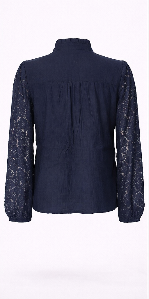 Bluzka koronkowa Cream CRLiselin Lace Blouse granatowa 80% wiskoza r. 38 - obrazek 3