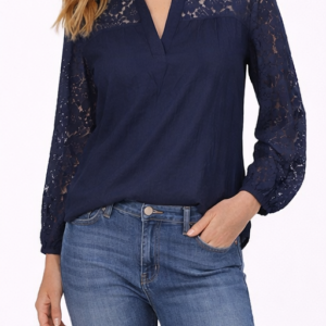 Bluzka koronkowa Cream CRLiselin Lace Blouse granatowa 80% wiskoza r. 38