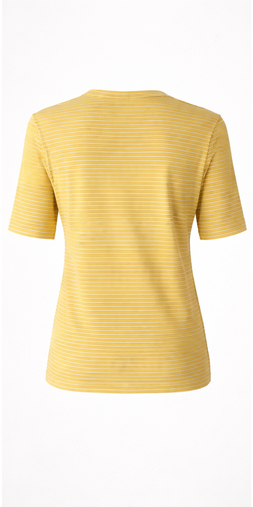 T-shirt damski Culture CUkiddy SS Oneck żółto-biały paski M – wiskoza - obrazek 3