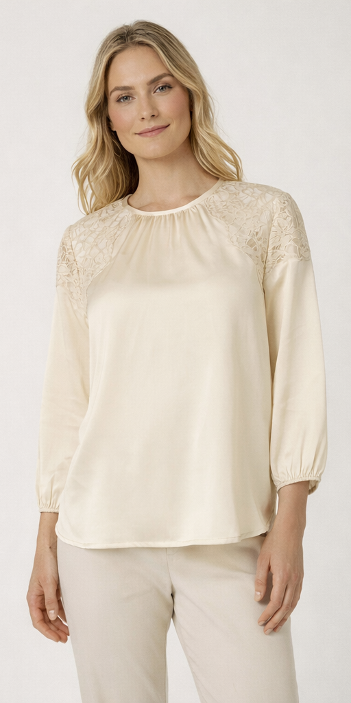 Bluzka damska Culture CUcamusa Blouse kremowa M – elegancka koronka