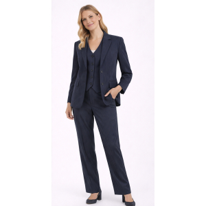 Garnitur damski Cream CRLorreille Navy Blazer w paski komplet rozmiar 38