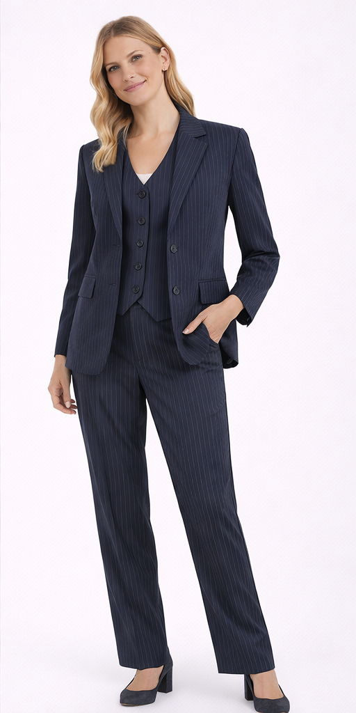 Garnitur damski Cream CRLorreille Navy Blazer w paski komplet rozmiar 38
