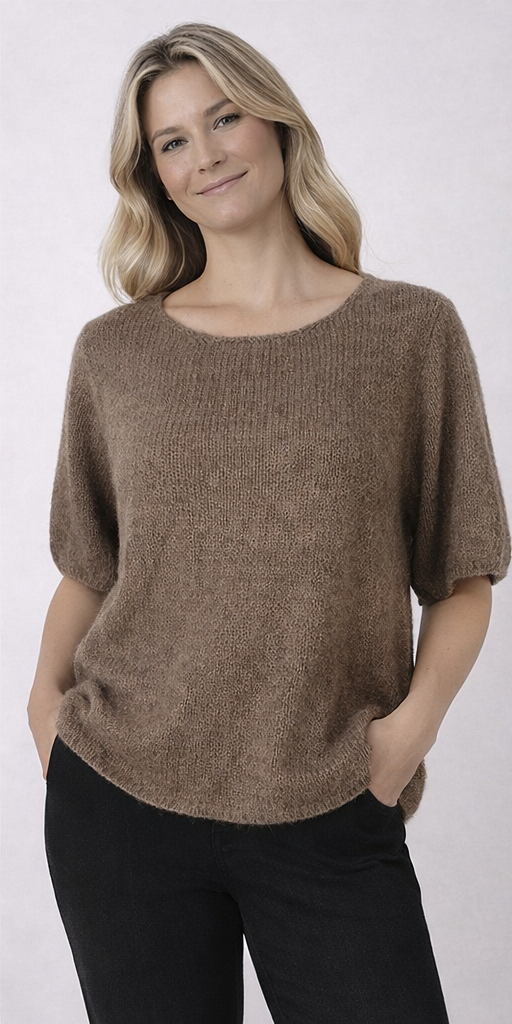 Sweter Culture CUcemilie SS Pullover Dune Melange brązowy rozmiar M/L