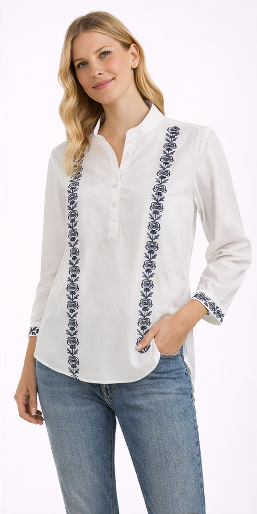 Bluzka damska Cream CRTiana Blouse Snow White haft bawełna rozmiar 38