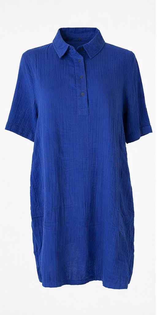 Sukienka koszulowa Culture CUSTUDIO CUtala Elina Short Dress M niebieska bawełna - obrazek 2