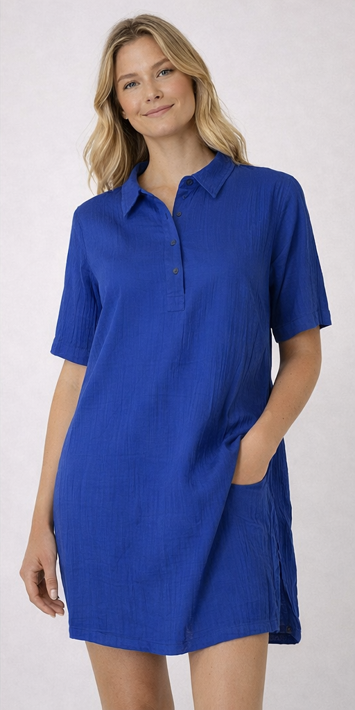 Sukienka koszulowa Culture CUSTUDIO CUtala Elina Short Dress M niebieska bawełna