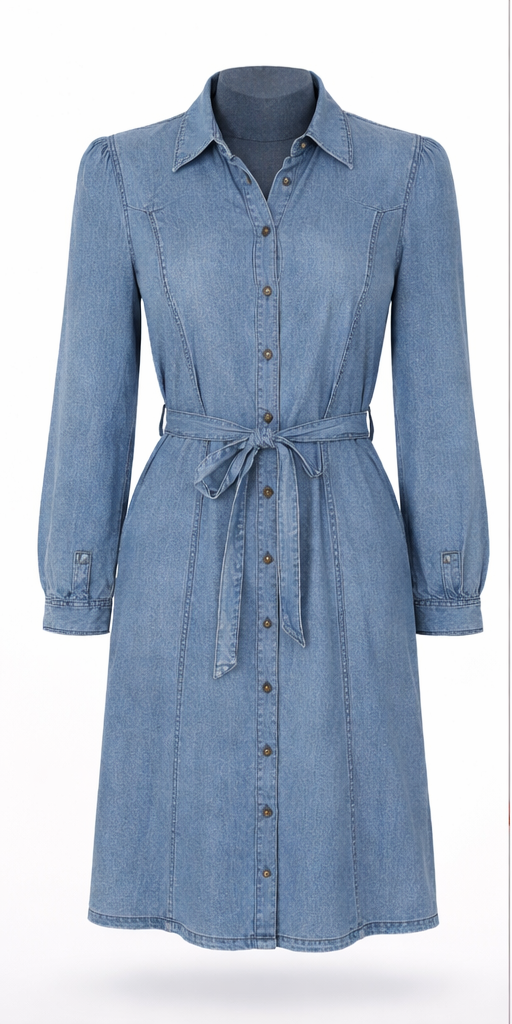 Cream CRElle Denim Dress sukienka jeansowa Lyocell Seattle Midi Blue rozmiar 38 - obrazek 2