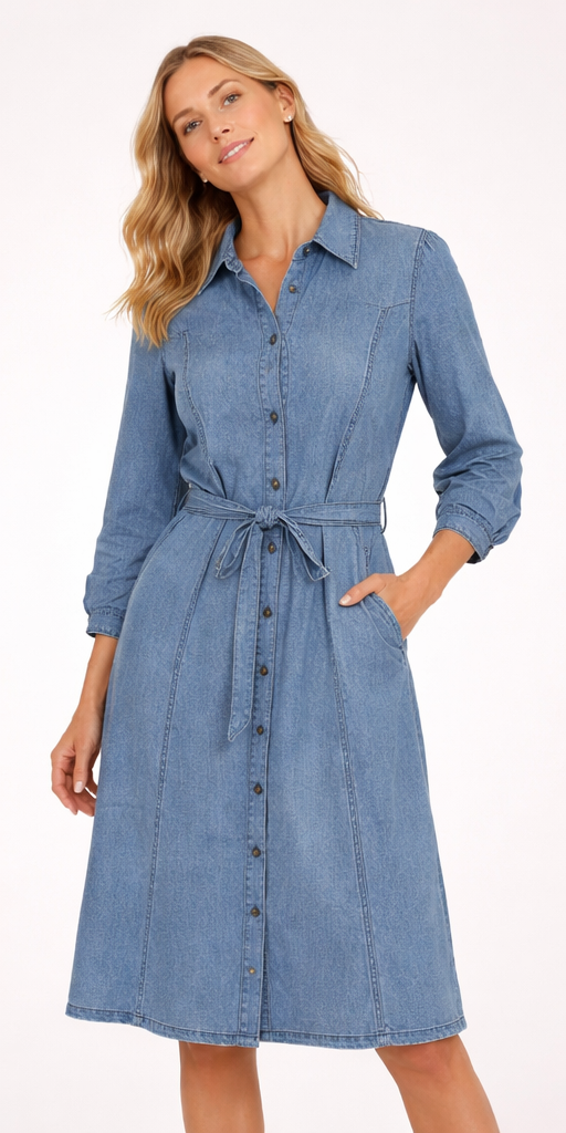 Cream CRElle Denim Dress sukienka jeansowa Lyocell Seattle Midi Blue rozmiar 38