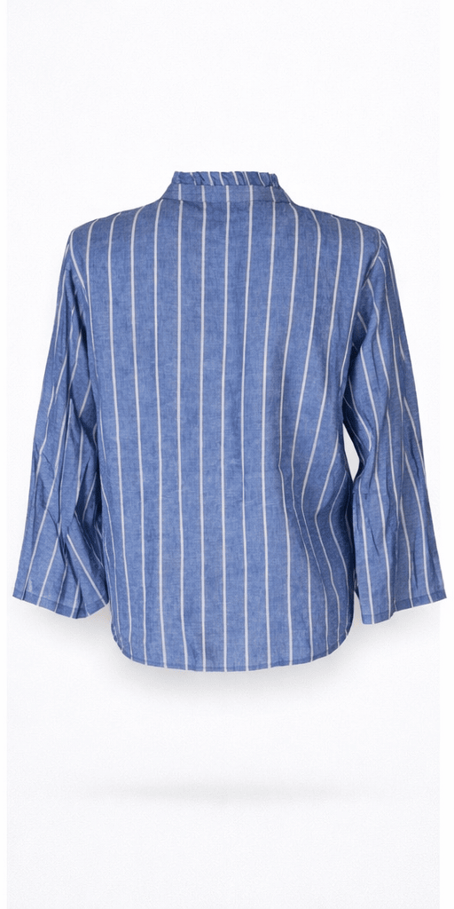 Culture CUarletty Blouse M – Lniana bluzka w paski Powder Blue - obrazek 3