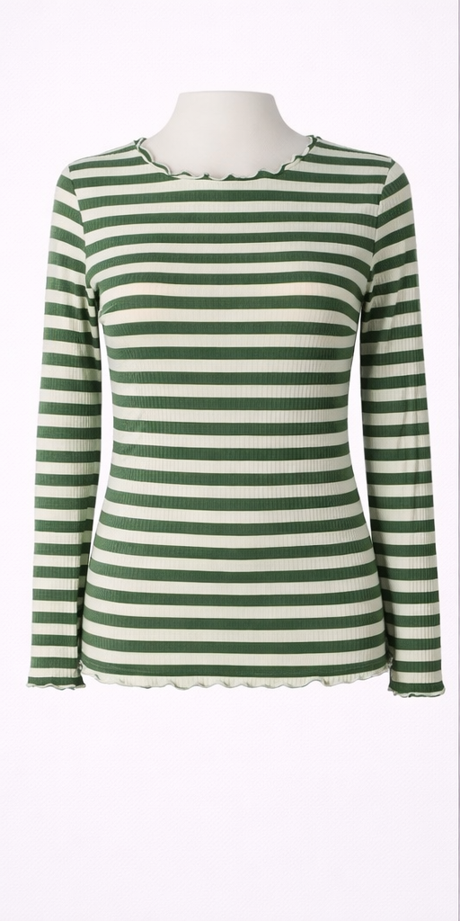 Bluzka damska Cream CRRibba Stripe Longsleeve Jade Green paski rozmiar M - obrazek 2