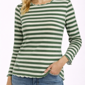 Bluzka damska Cream CRRibba Stripe Longsleeve Jade Green paski rozmiar M