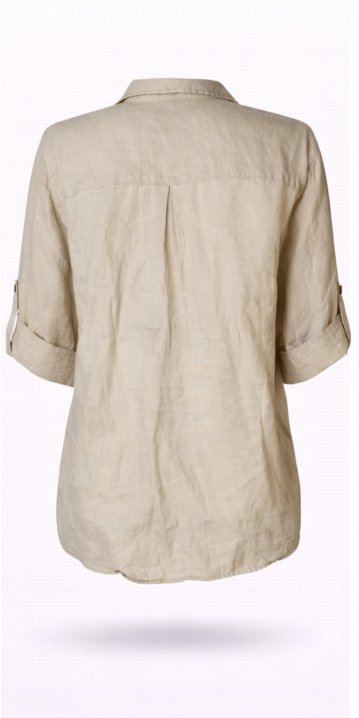 Koszula lniana Culture CRBellis Shirt Crispy Sand S/M - obrazek 3