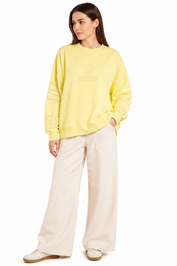 Culture CUangela Charlie Bluza oversize z nadrukiem pastelowy żółty M