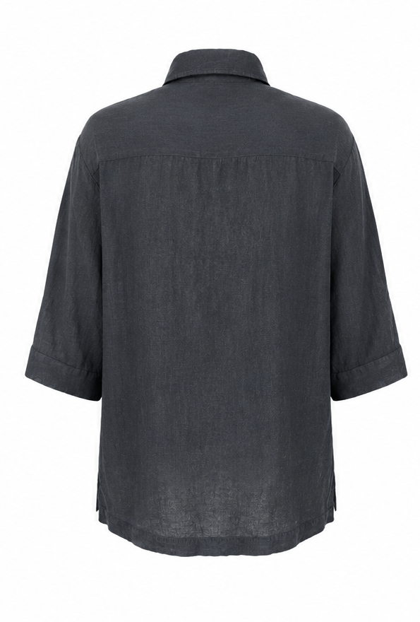 Babett Tif Tiffy Shirt koszula damska minimalistyczna lniana ciemnoszara XS - obrazek 3