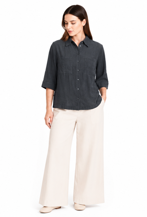 Babett Tif Tiffy Shirt koszula damska minimalistyczna lniana ciemnoszara XS