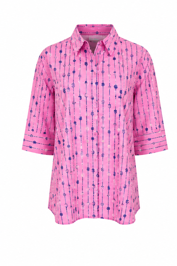 Culture CUmarco Olena Shirt koszula damska bawełniana wzorzysta różowa M - obrazek 2