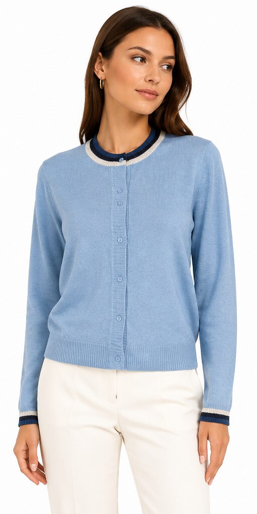 Culture Cubetri Annemarie Cardigan damski sweter rozpinany z ozdobnym wykończeniem błękitny M