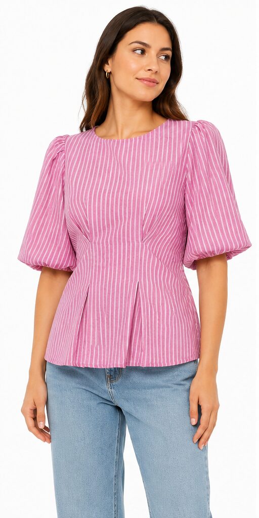 Culture CUAster Striped Blouse Bluzka damska paski wiązane plecy różowa M
