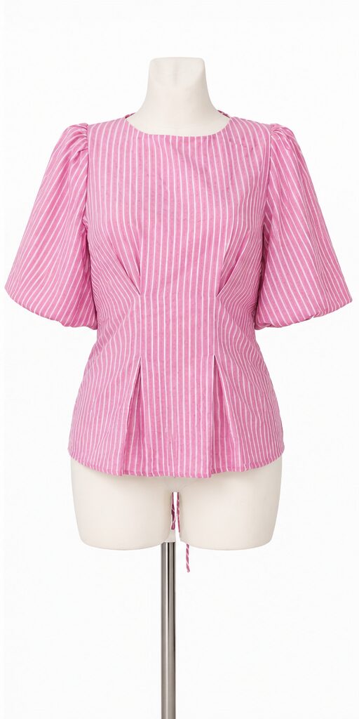 Culture CUAster Striped Blouse Bluzka damska paski wiązane plecy różowa M - obrazek 4