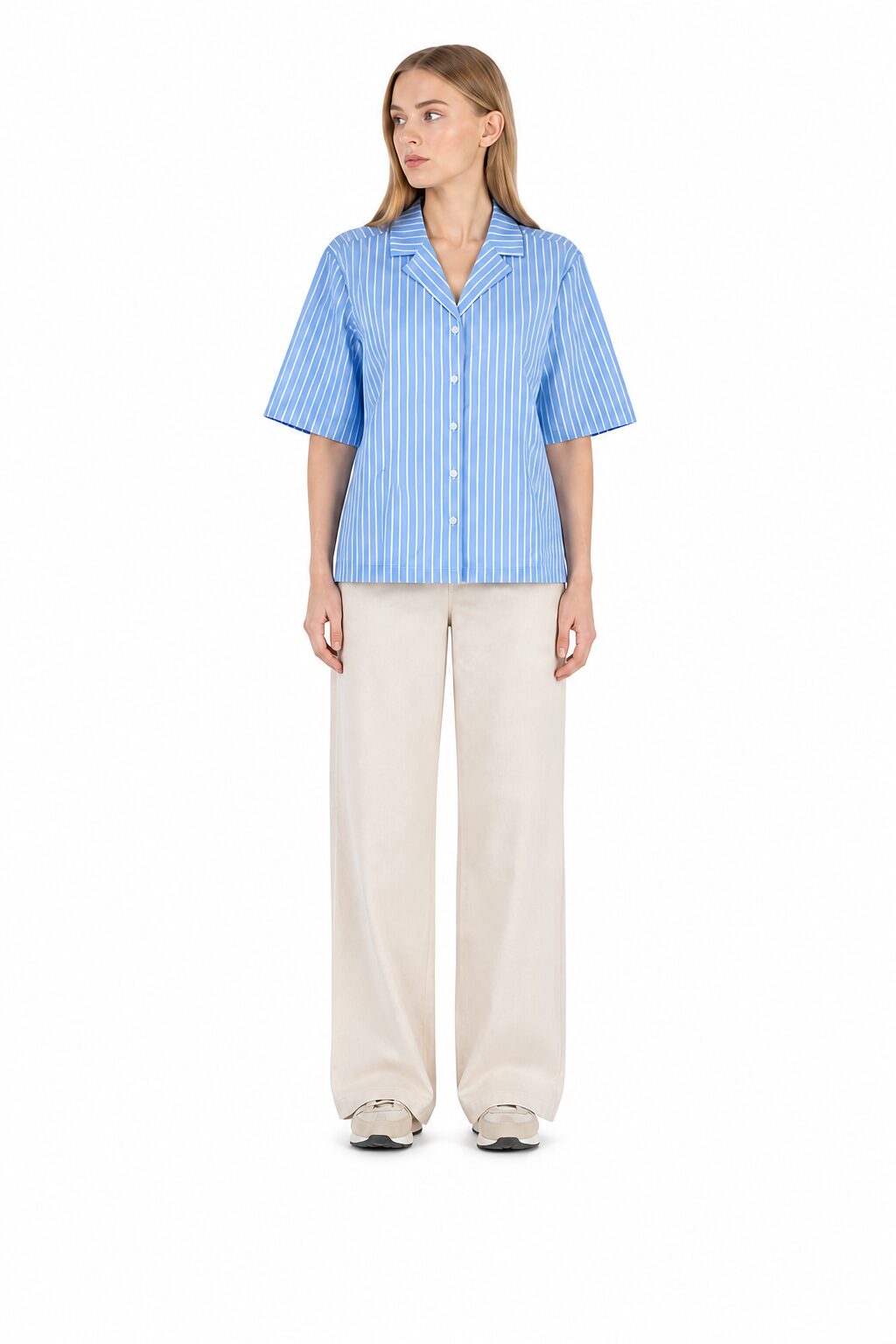 CULTURE CUmilea Shirt koszula damska w paski niebieska/biała M - obrazek 4